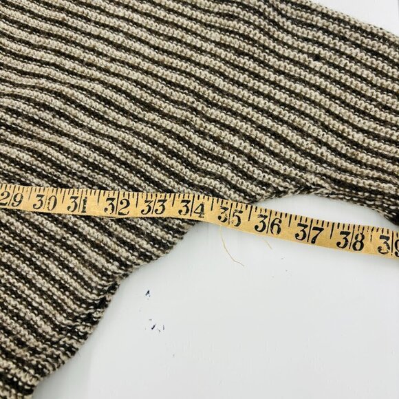 Pink Rose Acrylic Open Front Cardigan Size Medium  Brown Cream Striped Knit - Picture 7 of 8